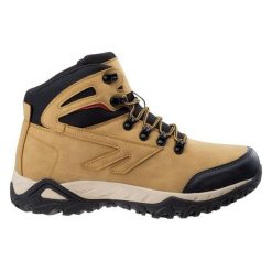 Buty Hi-Tec Medin Mid M 92800377421 beżowy. Brązowe buty trekkingowe męskie z materiału, za kostkę, bez zapięcia. Za 284.10 zł.