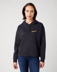 WRANGLER REGULAR HOODIE DAMSKA BLUZA Z KAPTUREM FADED BLACK 112343673 W627018280. Czarne bluzy z kapturem damskie Wrangler, xl. Za 139.99 zł.