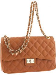 ORE10 Skórzana torebka "Edalea" w kolorze jasnobrązowym - 27 x 18 x 12 cm rozmiar: onesize. Brązowe torebki klasyczne damskie ORE10, bez wzorów, z materiału, bez dodatków. Za 260.99 zł.