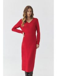TATUUM Sukienka "Jasmine" w kolorze czerwonym rozmiar: L. Czerwone sukienki damskie Tatuum, na co dzień, l, bez wzorów, bez kołnierzyka, bez ramiączek, midi, proste. Za 196.70 zł.