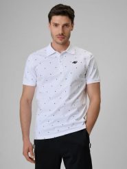 4F Koszulka polo regular męska - biała XXL. Białe koszulki polo męskie 4f, m, bez wzorów, z bawełny, bez ramiączek. Za 99.99 zł.
