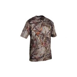 Koszulka myśliwska z krótkim rękawem RESPI 100 camo ACTIKAM-B. Brązowe t-shirty sportowe męskie SOLOGNAC, xl, z materiału, bez ramiączek. Za 39.99 zł.
