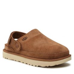 Klapki Ugg. Brązowe klapki damskie Ugg, bez wzorów, bez obcasa. Za 589.99 zł.