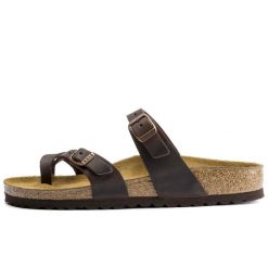 Klapki Birkenstock Mayari, Skóra Olejowana Dorosłych. Brązowe klapki i japonki męskie Birkenstock, z materiału. Za 530.85 zł.