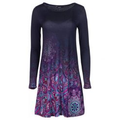 Desigual sukienka damska Troya S ciemnoniebieska. Niebieskie sukienki damskie Desigual, s, bez wzorów, bez kołnierzyka, bez ramiączek, maxi. W wyprzedaży za 277.00 zł.