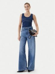 Guess Top W5YP00 KCXJ2 Granatowy Classic Fit. Niebieskie topy sportowe damskie Guess, xxl, z aplikacjami, z syntetyku, bez ramiączek. Za 169.99 zł.