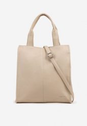 Ciemnobeżowa Duża Torebka Shopper Tote z Regulowanym Paskiem Sorielleza. Brązowe shopper bag damskie Renee, bez wzorów, z jeansu, na ramię, duże, bez dodatków. Za 149.99 zł.