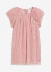 Sukienka mini z delikatnego tiulu. Czerwone sukienki dziewczęce bonprix, bez wzorów, z tiulu, bez ramiączek. Za 79.99 zł.