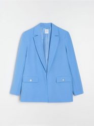 Klasyczna marynarka z ozdobnymi guzikami - niebieski. Niebieskie marynarki i żakiety damskie Sinsay, l, bez wzorów, klasyczne. Za 59.99 zł.