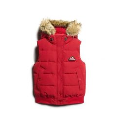 Damska kurtka bez rękawów Superdry Everest. Czerwone kurtki damskie Superdry., na zimę, bez wzorów, z puchu, bez kaptura. W wyprzedaży za 463.50 zł.