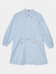 Tommy Hilfiger Sukienka koszulowa Ithaca Stripe Shirt Dress KG0KG07699 Niebieski Regular Fit. Niebieskie sukienki dziewczęce Tommy Hilfiger, bez wzorów, z bawełny, bez ramiączek. Za 429.99 zł.