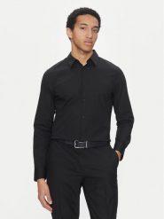 Calvin Klein Koszula LV04LB145G Czarny Slim Fit. Czarne koszule męskie CALVIN KLEIN, l, bez wzorów, z bawełny, bez kołnierzyka, bez ramiączek. Za 239.99 zł.