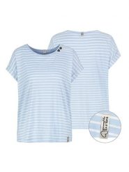 Sublevel Koszulka w kolorze błękitno-białym rozmiar: M. Białe bluzki damskie Sublevel, m, bez wzorów, z bawełny, bez kołnierzyka, bez ramiączek. Za 70.57 zł.