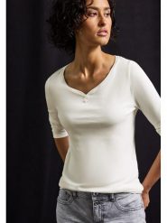 Cecil Koszulka w kolorze kremowym rozmiar: 38. Brązowe bluzki damskie Cecil, bez wzorów, bez kołnierzyka, bez ramiączek. Za 65.54 zł.