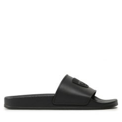 Klapki Chiara Ferragni. Czarne klapki damskie Chiara Ferragni, bez wzorów, bez obcasa. Za 499.99 zł.