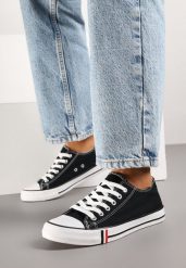 Czarno-Białe Trampki z Niską Cholewką Lileva. Czarne trampki i tenisówki damskie Born2be, bez wzorów, z jeansu, przed kostkę. Za 39.99 zł.