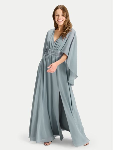 Swing Sukienka wieczorowa 5AI10300 Niebieski Regular Fit. Niebieskie sukienki damskie Swing, bez wzorów, z syntetyku, wizytowe, bez kołnierzyka, bez ramiączek. Za 872.99 zł.