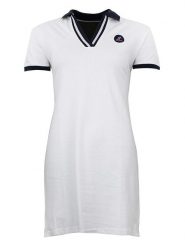 Peak Mountain Sukienka polo w kolorze białym rozmiar: XL. Białe sukienki damskie Peak Mountain, na co dzień, xl, bez wzorów, bez kołnierzyka, bez ramiączek, mini, proste. Za 109.78 zł.