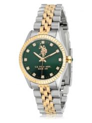 U.S. Polo Assn. Zegarek kwarcowy w kolorze srebrno-złoto-zielonym rozmiar: onesize. Szare, analogowe zegarki damskie U.S. Polo Assn., ze stali. Za 382.99 zł.