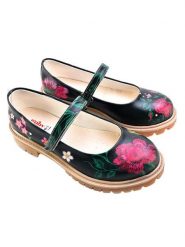 Goby Skórzane baleriny w kolorze czarnym ze wzorem rozmiar: 37. Czarne baleriny damskie Goby, bez wzorów, bez obcasa. Za 179.22 zł.