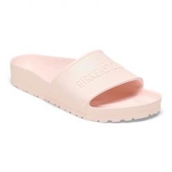 Klapki damskie Birkenstock Barbados Eva. Czerwone klapki damskie Birkenstock, bez wzorów, z materiału, bez obcasa. Za 296.00 zł.