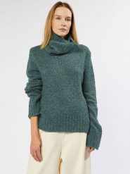 Rodier Sweter w kolorze zielonym rozmiar: XL. Zielone golfy damskie Rodier, xl, bez wzorów, z wełny, bez ramiączek. Za 149.66 zł.