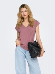 ONLY Koszulka "Free" w kolorze szaroróżowym rozmiar: L. Różowe bluzki damskie Only, l, bez wzorów, bez kołnierzyka, bez ramiączek. Za 60.99 zł.