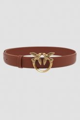 PINKO Brązowy pasek Love Berry H3 Belt. Brązowe paski damskie Pinko, bez wzorów. W wyprzedaży za 419.99 zł.