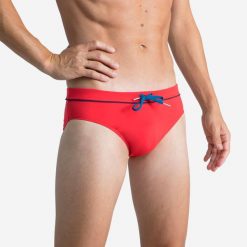 Slipki pływackie męskie Nabaiji 100 Pep. Czarne kąpielówki męskie NABAIJI, m, bez wzorów, z elastanu, na fitness i siłownię. Za 29.99 zł.