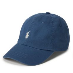 Czapka z daszkiem Polo Ralph Lauren. Niebieskie czapki z daszkiem damskie Polo Ralph Lauren, bez wzorów. Za 189.99 zł.