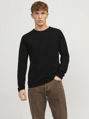 Jack & Jones Sweter w kolorze czarnym rozmiar: M. Czarne swetry męskie Jack & Jones, m, bez wzorów, ze splotem, bez kołnierzyka. Za 118.56 zł.