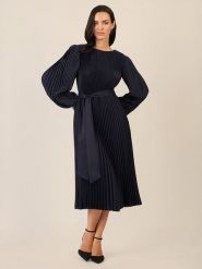 APART Sukienka w kolorze granatowym rozmiar: 40. Niebieskie sukienki damskie Apart, bez wzorów, z tkaniny, bez kołnierzyka, bez ramiączek, midi. Za 308.18 zł.