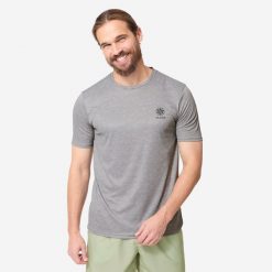 Koszulka UV surfingowa męska Decathlon Water T-shirt krótki rękaw. Brązowe t-shirty męskie Decathlon, m, bez wzorów, z dzianiny, bez kołnierzyka. Za 49.99 zł.