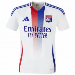Koszulka Olympique Lyonnais 24/25 Home. Białe t-shirty sportowe męskie Adidas, m, z materiału, bez ramiączek, do piłki nożnej. Za 449.00 zł.