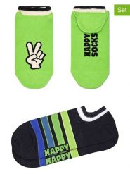 Happy Socks Skarpety (2 pary) w kolorze czarno-zielonym rozmiar: 41-46. Czarne skarpetki męskie Happy Socks, bez wzorów. Za 30.99 zł.