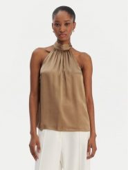 Marciano Guess Bluzka 5YGH26 9719Z Beżowy Regular Fit. Brązowe bluzki damskie Marciano Guess, z aplikacjami, z jedwabiu, bez kołnierzyka, bez ramiączek. Za 799.99 zł.