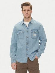 Guess Jeans Koszula jeansowa M5GH56 D5M82 Niebieski Regular Fit. Niebieskie koszule męskie Guess Jeans, m, z aplikacjami, z bawełny, bez kołnierzyka, bez ramiączek. Za 179.99 zł.