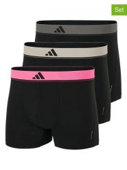 Adidas Bokserki (3 pary) w kolorze czarnym rozmiar: M. Czarne bokserki męskie Adidas, bez wzorów. Za 83.22 zł.