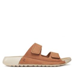 Klapki ECCO. Brązowe klapki damskie ECCO, bez wzorów, bez obcasa. Za 529.99 zł.