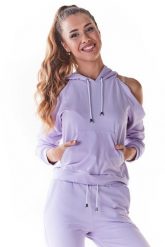 Krótka Bluza z Rozcięciami na Ramionach - Purpurowa. Fioletowe bluzy bez kaptura damskie Infinite You, l, z bawełny. Za 167.90 zł.