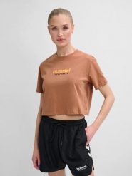 Damska koszulka crop top Hummel LGC Malu. Brązowe bluzki sportowe damskie HUMMEL, xs, z bawełny, bez kołnierzyka, bez ramiączek. Za 151.00 zł.