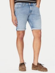 Tommy Jeans Szorty jeansowe Ronnie DM0DM22979 Niebieski Slim Fit. Niebieskie szorty męskie Tommy Jeans, z bawełny, bez kołnierzyka. Za 289.99 zł.