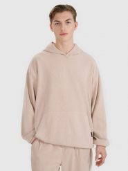 4F Bluza dresowa nierozpinana z kapturem męska - beżowa XL. Brązowe bluzy sportowe męskie 4f, bez wzorów, z dresówki, klasyczne, bez kołnierzyka, bez ramiączek. W wyprzedaży za 79.99 zł.