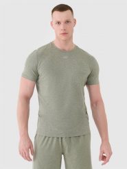 4F Koszulka treningowa szybkoschnąca męska - oliwkowa/khaki XL. Brązowe t-shirty sportowe męskie 4f, m, z dzianiny, bez ramiączek, na fitness i siłownię. W wyprzedaży za 79.99 zł.