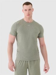4F Koszulka treningowa szybkoschnąca męska - oliwkowa/khaki L. Brązowe t-shirty sportowe męskie 4f, l, z dzianiny, bez ramiączek, na fitness i siłownię. W wyprzedaży za 79.99 zł.