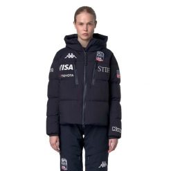 Kurtka puchowa damska USA 668C. Niebieskie kurtki damskie Kappa, bez wzorów, z puchu, bez kaptura, narciarskie. Za 1,907.90 zł.