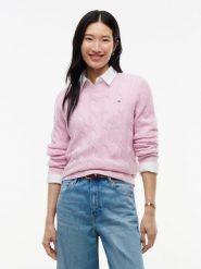 Tommy Hilfiger Sweter z dzianiny Kobiety Wełna różowy, S. Czerwone swetry klasyczne damskie Tommy Hilfiger, s, z dzianiny, bez kołnierzyka. Za 649.95 zł.
