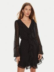 Guess Sukienka codzienna Olympe W4BK38 WGLF0 Czarny Regular Fit. Czarne sukienki damskie Guess, na co dzień, xs, z aplikacjami, z syntetyku, bez kołnierzyka, bez ramiączek, proste. Za 669.99 zł.