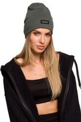 Czapka Beanie z Naszywką - Militarna Zieleń. Zielone czapki zimowe damskie MOE, z bawełny. Za 96.90 zł.