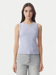 Calvin Klein Jeans Top LV047C201G Niebieski jasny Slim Fit. Niebieskie topy damskie Calvin Klein Jeans, m, bez wzorów, z bawełny, bez kołnierzyka. Za 129.99 zł.